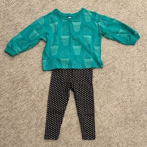 Tea Collection Teal and Black Kids Matching Set